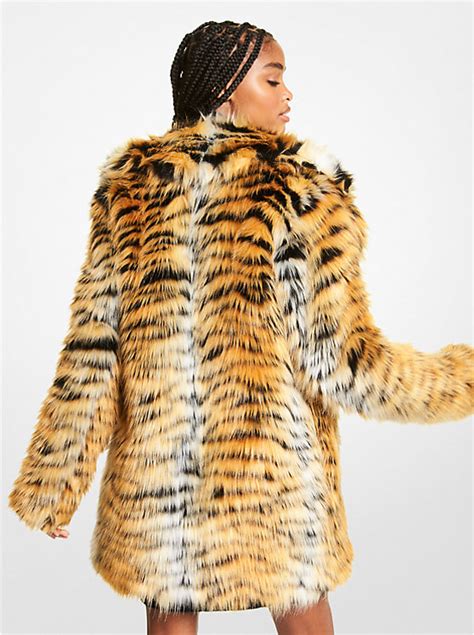 michael kors tiger print faux fur coat|Tiger Print Faux Fur Coat .